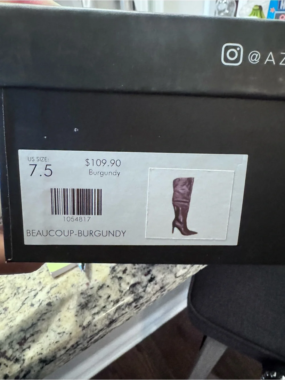 Azalea Wang Burgundy Thigh High Stiletto Boots NIB Size 7.5